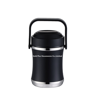 High quality vacuum bento stainless steel leakproof metal lunch box  2L black color reusable insulated thermos